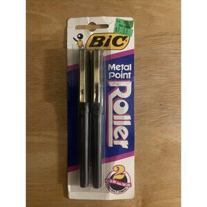 BIC Metal Point Roller Black Ink .4mm Fine Line Smooth Liquid Writing Metal Poin